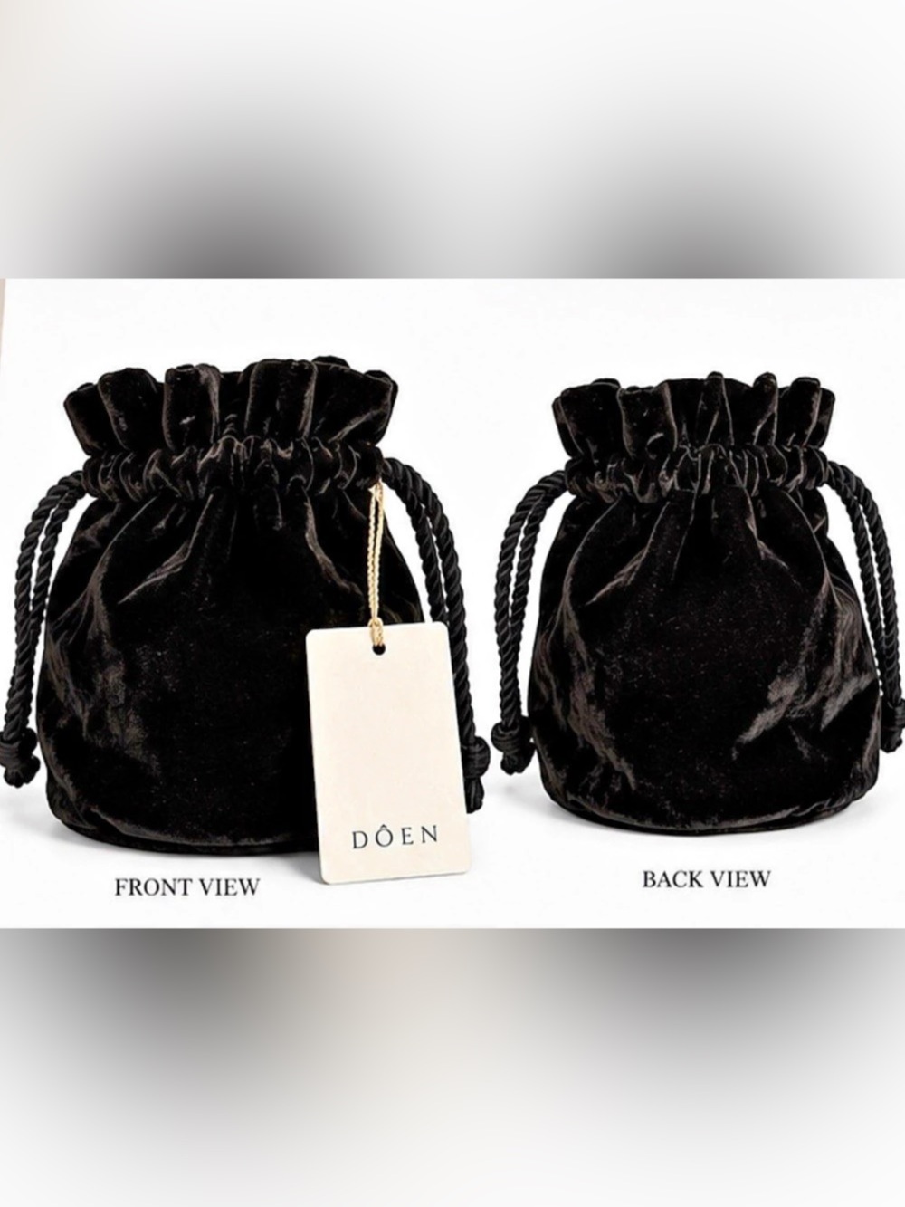 DÔEN x RMS Beauty Black Velvet Drawstring Pouch Bag – New With Tag
